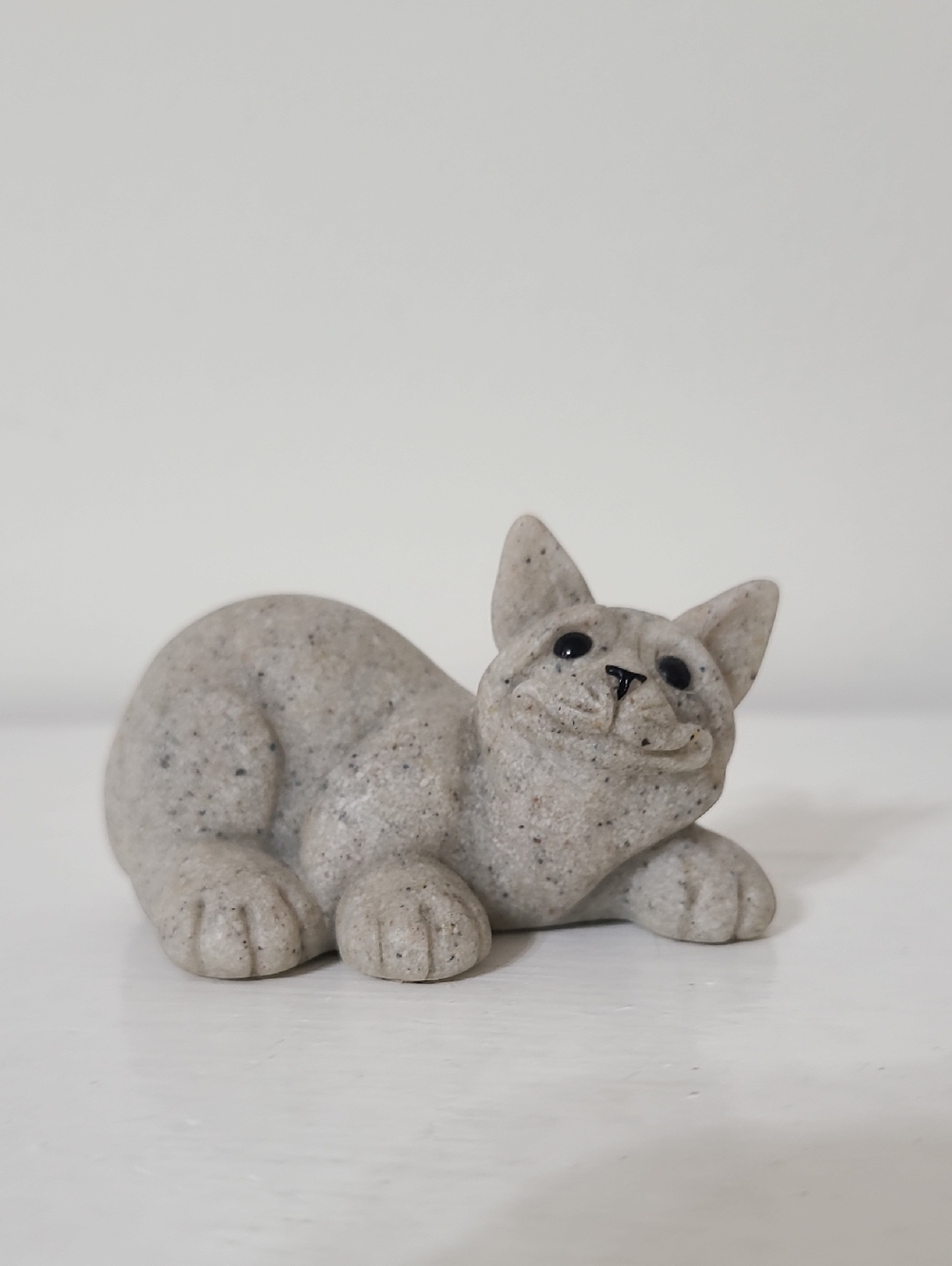 Second Nature Gray Stone Quarry Cameron Cat Laying Figurine